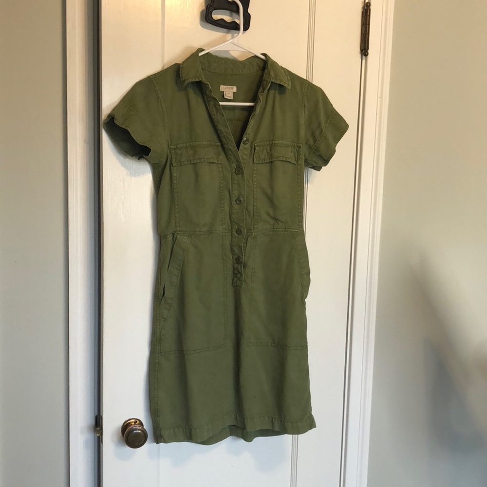 JCrew Olive Cotton Dress